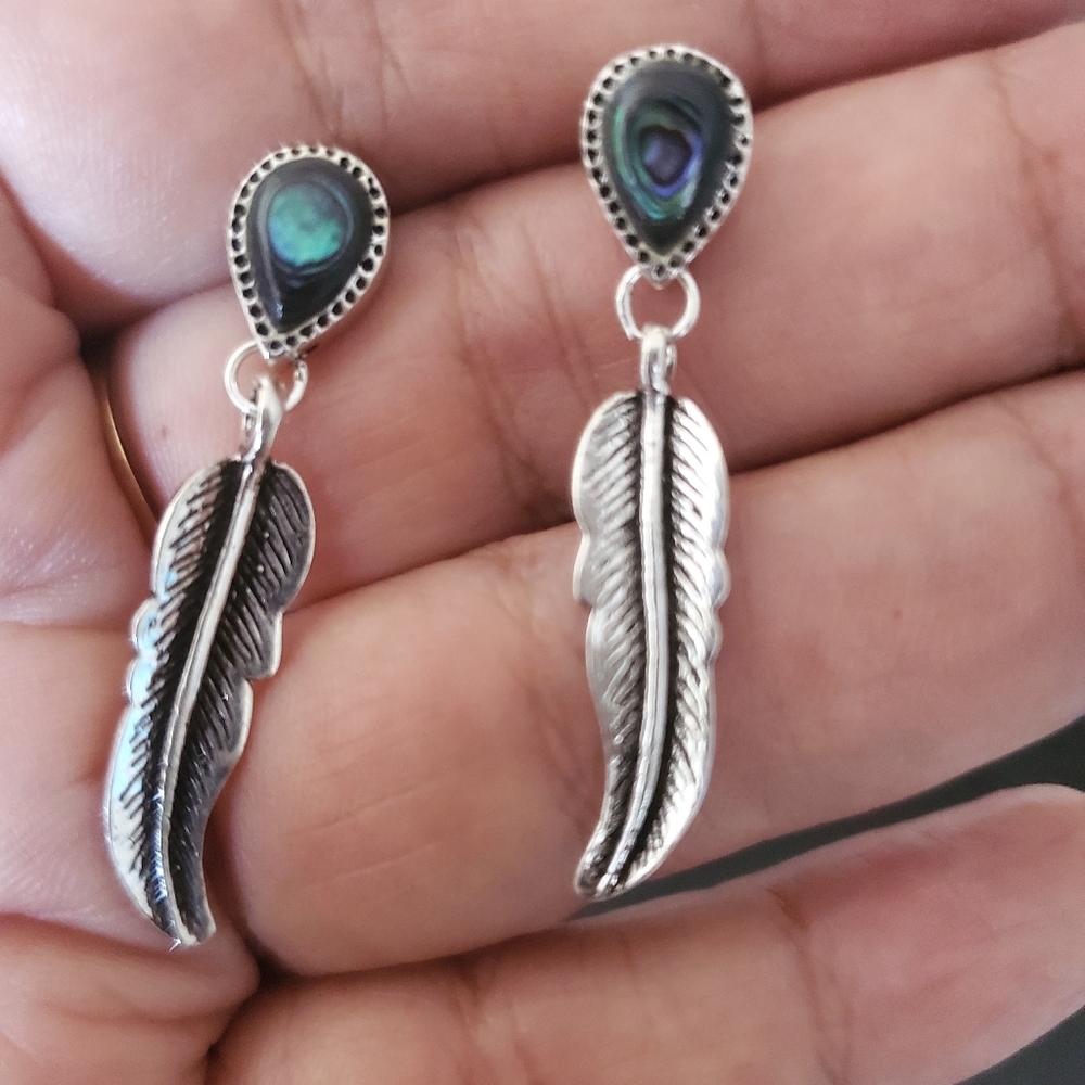 Sterling Silver Abalone dangle earrings